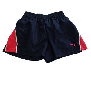 Puma Active Athletic Shorts Girls Size 7 8 Blue Red Mesh Liner Running Training
